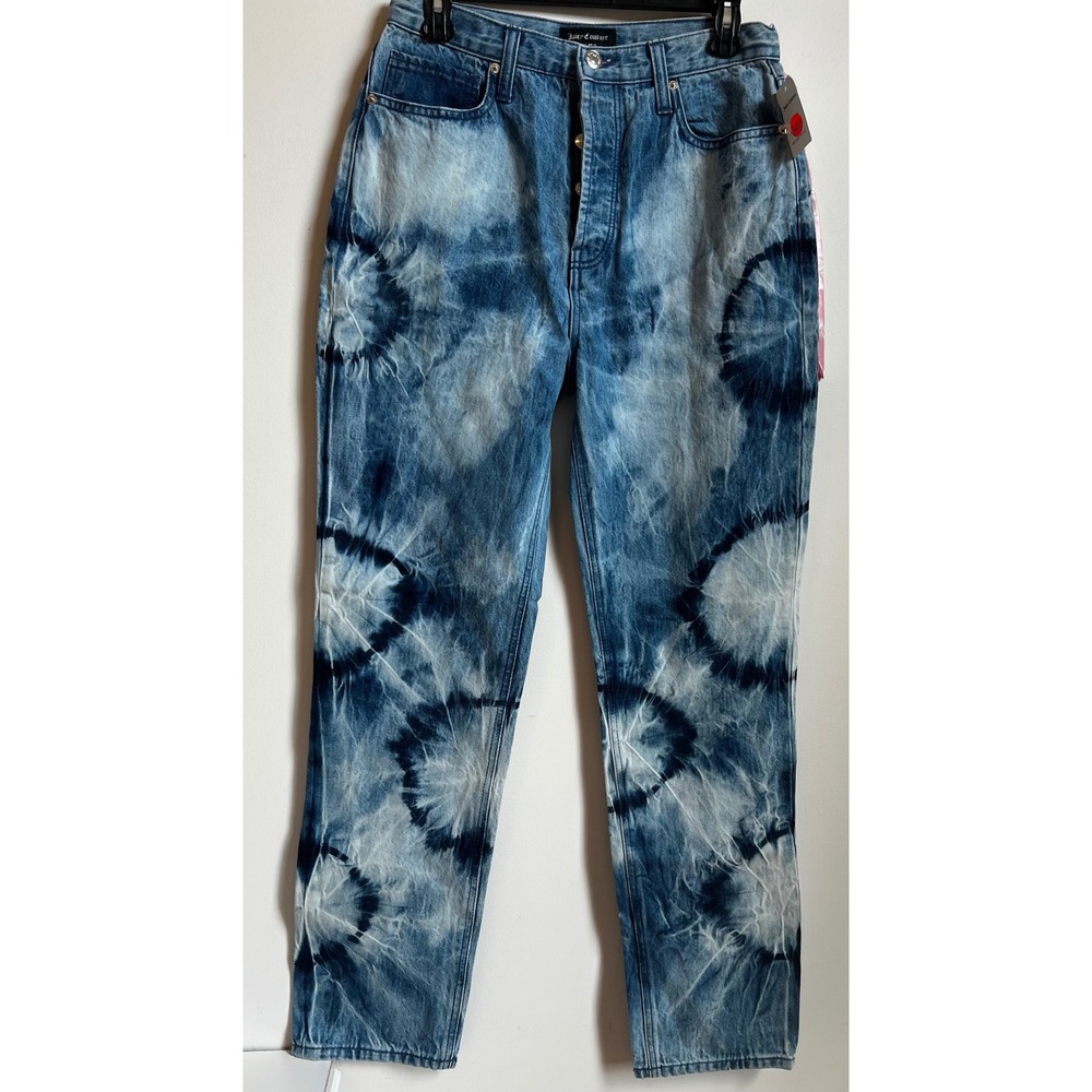Juicy Couture Tie Dye‎ Jeans High Rise Denim Blue Button Fly Womens SZ 26" NWT